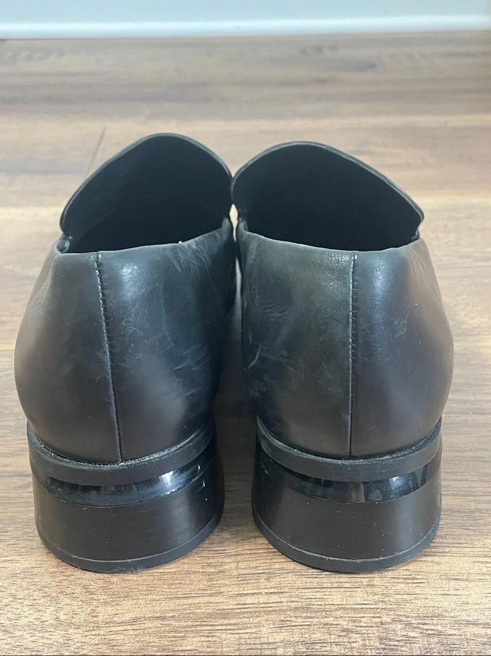 Franco Sarto Black Leather Heeled Loafers Size 11